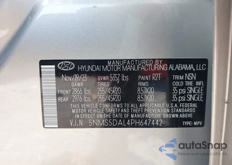 2023 Hyundai Santa Fe Calligraphy from USA, damaged, VIN 5NMS5DAL4PH647442